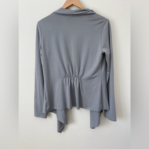 WORTHINGTON STRETCH WOMEN’S Light Grey Draped Long Sleeve Cardigan in Size M - Picture 2 of 11